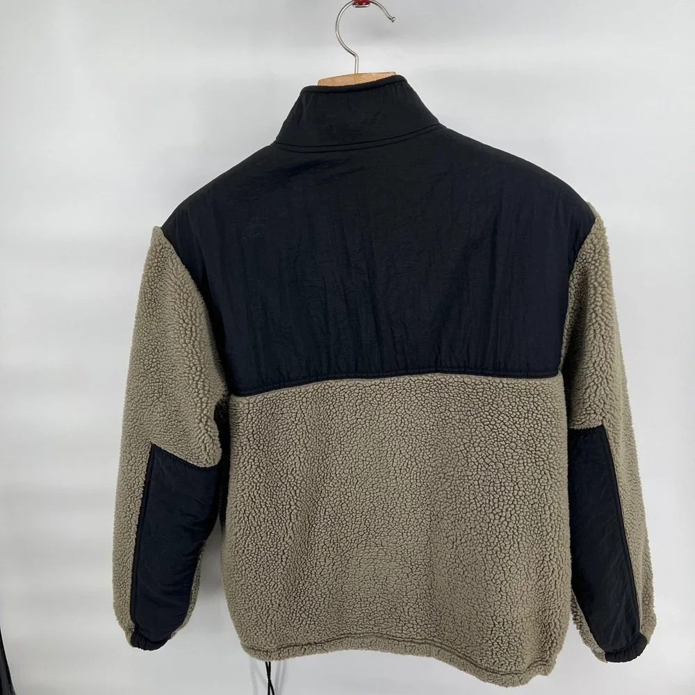 GAP Reversible Sherpa Fleece Jacket Men's L Tan Black Nylon Full Zip Outdoor Y2K